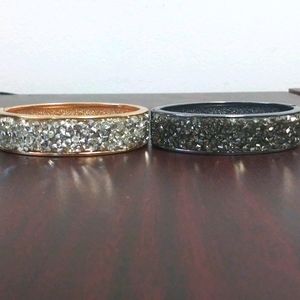 NIB Set of 2 One-of-a-Kind Crystal Cuff Bracelets